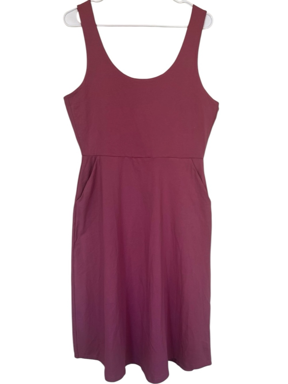 Pact Organic Cotton Fit & Flare Tie Back Midi Dress Sz XS Mauve Pink NWOT